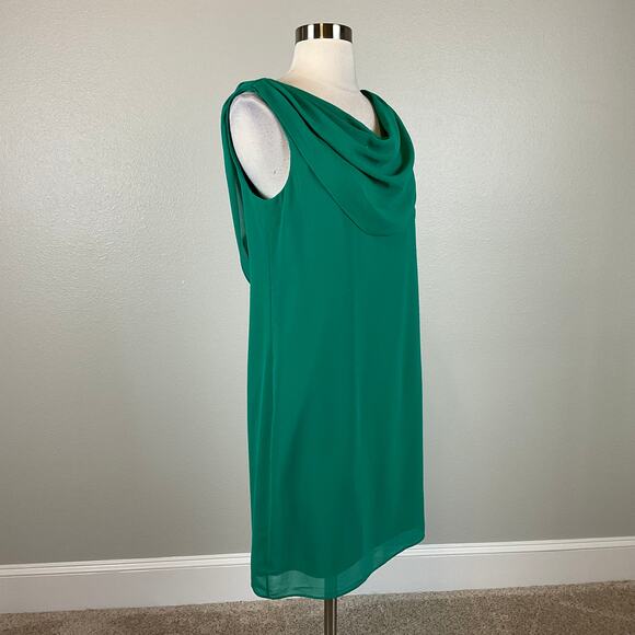 Vince Camuto Chiffon Sleeveless Cut Out Back Shift Dress Colorful Green Size 14 - Picture 4 of 10